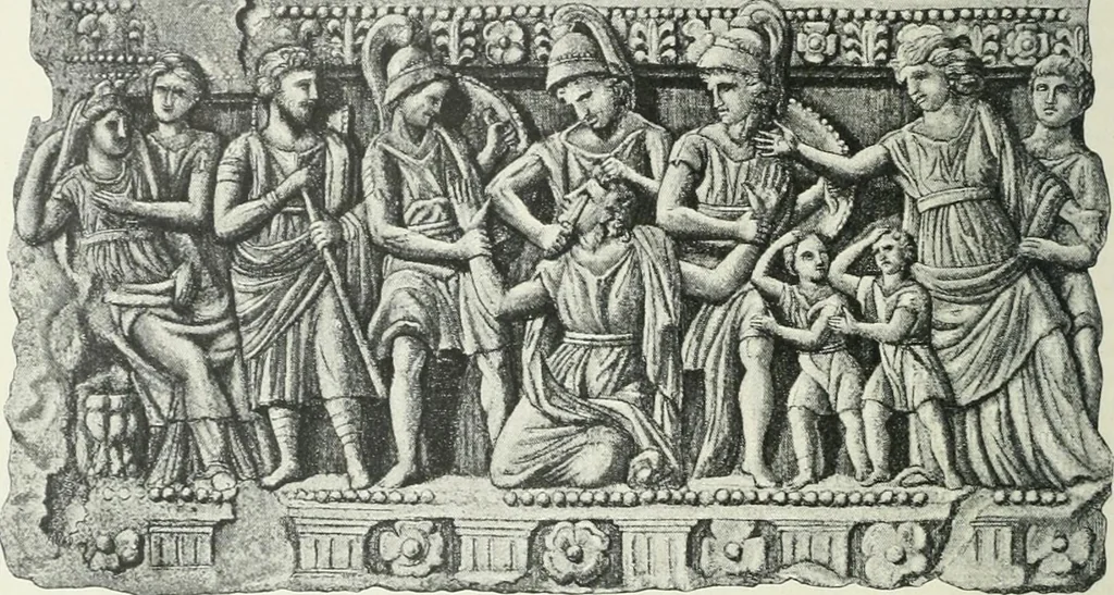 An illustration from Denkmäler des klassischen Altertums, zur Erläuterung des Lebens der Griechen und Römer in Religion, Kunst und Sitte, 1887, leaf 328