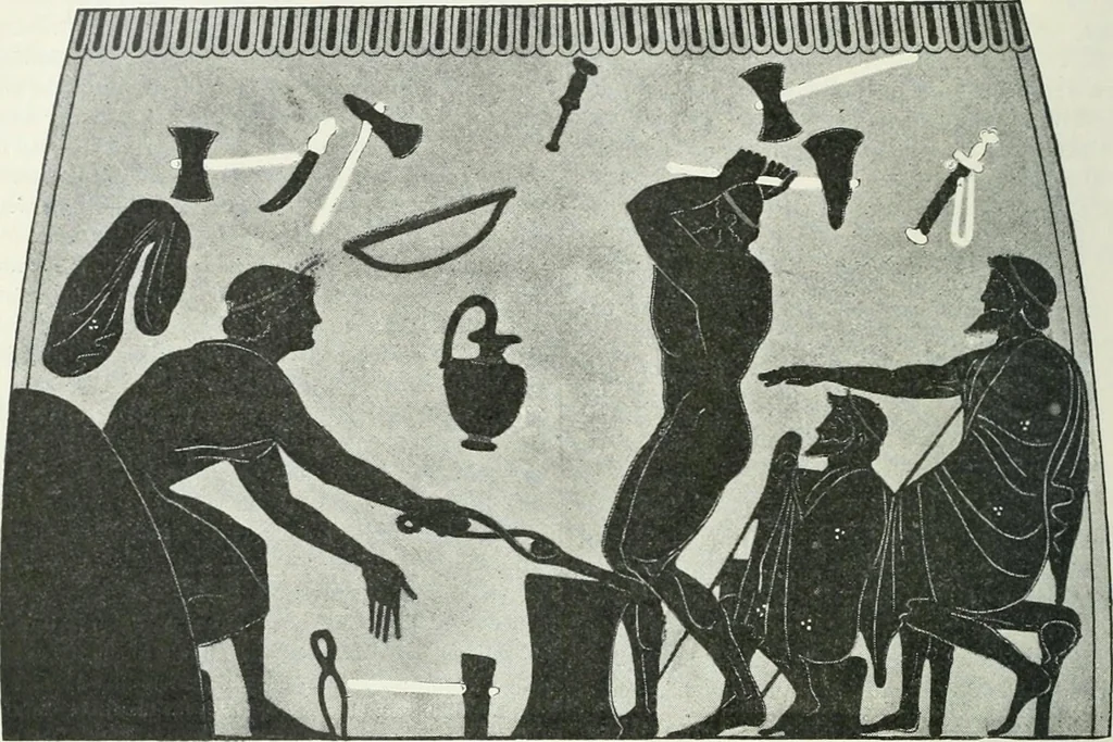 An illustration from Denkmäler des klassischen Altertums, zur Erläuterung des Lebens der Griechen und Römer in Religion, Kunst und Sitte, 1887, leaf 187