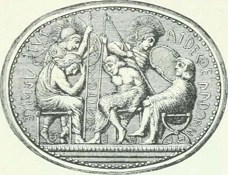 An illustration from Denkmäler des klassischen Altertums, zur Erläuterung des Lebens der Griechen und Römer in Religion, Kunst und Sitte, 1887, leaf 404
