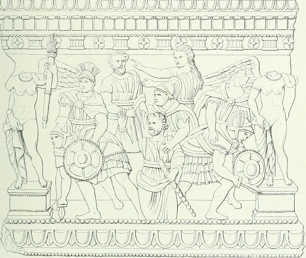 An illustration from Denkmäler des klassischen Altertums, zur Erläuterung des Lebens der Griechen und Römer in Religion, Kunst und Sitte, 1887, leaf 406
