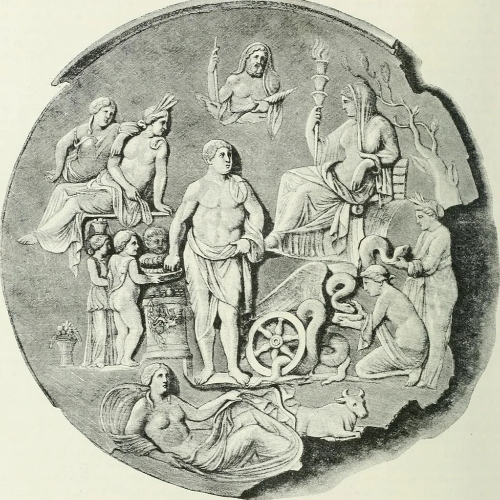 An illustration from Denkmäler des klassischen Altertums, zur Erläuterung des Lebens der Griechen und Römer in Religion, Kunst und Sitte, 1887, leaf 545