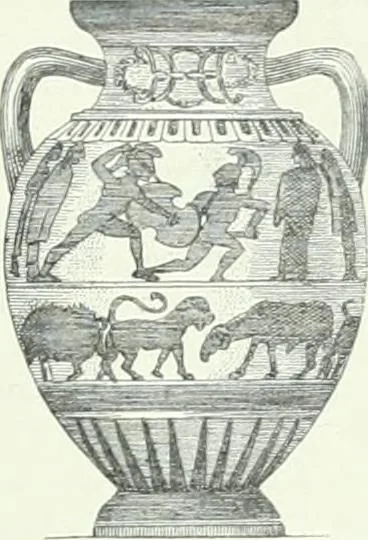 An illustration from Denkmäler des klassischen Altertums, zur Erläuterung des Lebens der Griechen und Römer in Religion, Kunst und Sitte, 1887, leaf 702