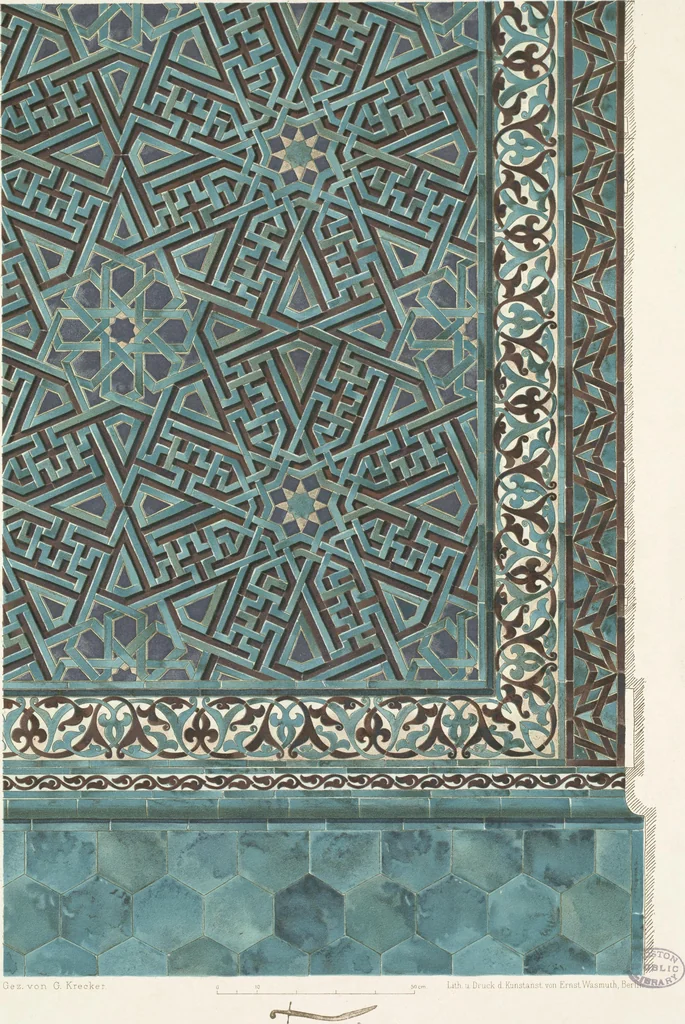 An illustration from Denkmäler persischer Baukunst : geschichtliche Untersuchung und Aufnahme muhammedanischer Backsteinbauten in Vorderasien und Persien, 1901, leaf 73