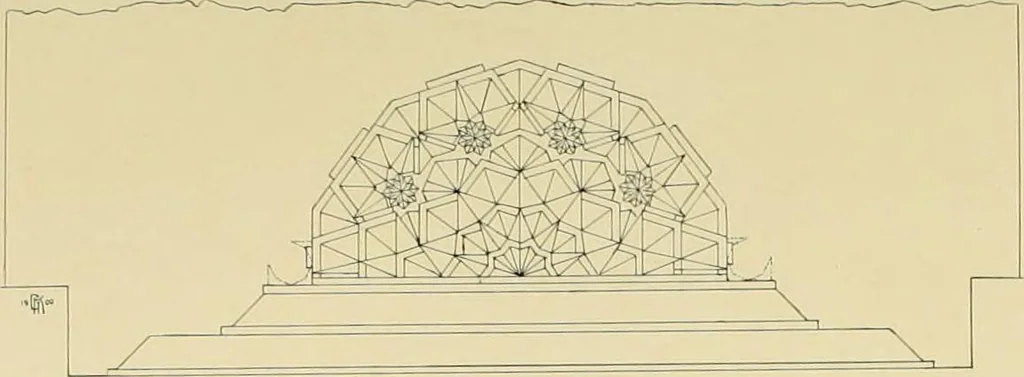 An illustration from Denkmäler persischer Baukunst : geschichtliche Untersuchung und Aufnahme muhammedanischer Backsteinbauten in Vorderasien und Persien, 1901, leaf 145