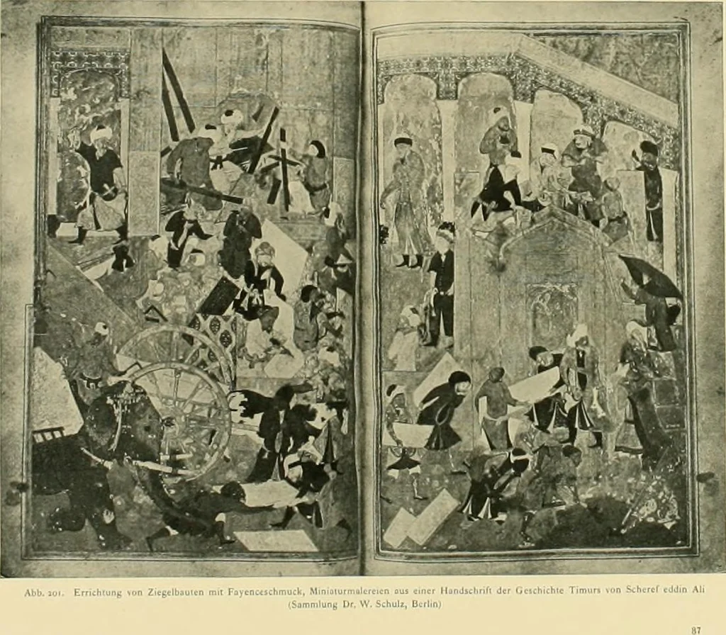 An illustration from Denkmäler persischer Baukunst : geschichtliche Untersuchung und Aufnahme muhammedanischer Backsteinbauten in Vorderasien und Persien, 1901, leaf 158