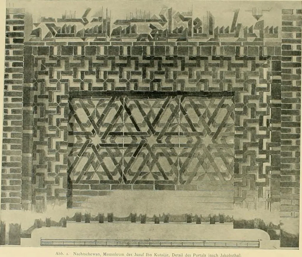 An illustration from Denkmäler persischer Baukunst : geschichtliche Untersuchung und Aufnahme muhammedanischer Backsteinbauten in Vorderasien und Persien, 1901, leaf 23