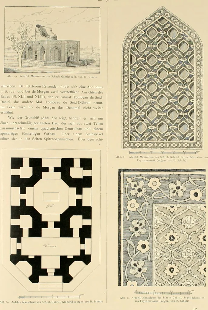 An illustration from Denkmäler persischer Baukunst : geschichtliche Untersuchung und Aufnahme muhammedanischer Backsteinbauten in Vorderasien und Persien, 1901, leaf 64
