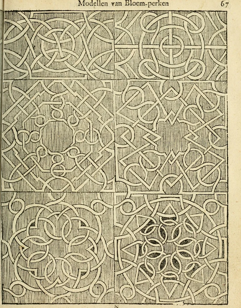 An illustration from Den nederlandtsen hovenier : zijnde het I. deel van het Vermakelijck land-leven, beschrijbende alderhande princelijke en heerlijcke lusthoven en hofsteden; en hoeman de selve, met veelderley uytnemende boomen, bloemen en kruyden, kan beplanted, bezaeyen, en vercieren ..., 1699, leaf 101