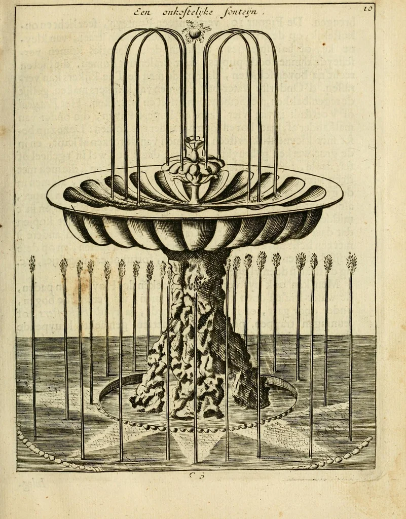 An illustration from Den nederlandtsen hovenier : zijnde het I. deel van het Vermakelijck land-leven, beschrijbende alderhande princelijke en heerlijcke lusthoven en hofsteden; en hoeman de selve, met veelderley uytnemende boomen, bloemen en kruyden, kan beplanted, bezaeyen, en vercieren ..., 1699, leaf 25