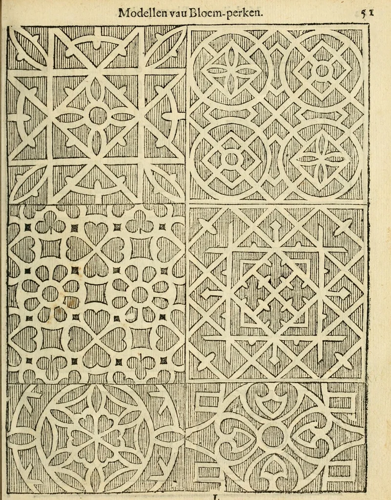 An illustration from Den nederlandtsen hovenier : zijnde het I. deel van het Vermakelijck land-leven, beschrijbende alderhande princelijke en heerlijcke lusthoven en hofsteden; en hoeman de selve, met veelderley uytnemende boomen, bloemen en kruyden, kan beplanted, bezaeyen, en vercieren ..., 1699, leaf 85