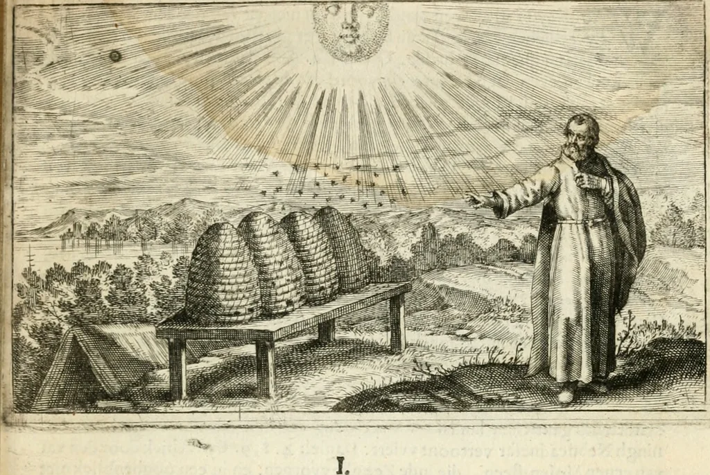 An illustration from Den onderganck des roomschen arents door den noordschen leeuw : af-ghebeeldt in verscheyden konstige figuren, met sin-rijcke verklaringhen der selver, beydes in en buyten rijm ... met een verhael van den doodt des koninghs, 1642, leaf 28