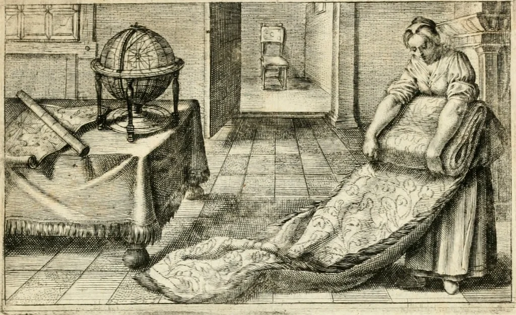 An illustration from Den onderganck des roomschen arents door den noordschen leeuw : af-ghebeeldt in verscheyden konstige figuren, met sin-rijcke verklaringhen der selver, beydes in en buyten rijm ... met een verhael van den doodt des koninghs, 1642, leaf 70