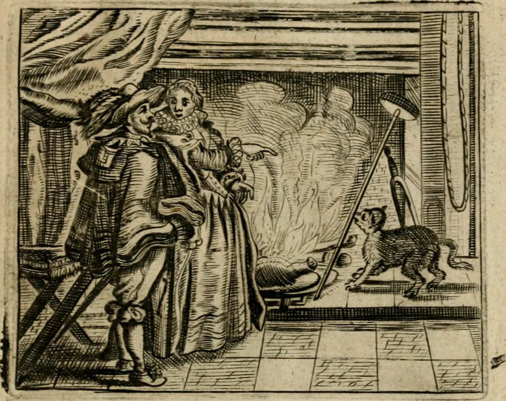 An illustration from Spiegel van den ouden ende nieuwen-tijt : bestaende uyt spreeck-woorden, ontleent van de voorige ende jegenwoordige eeuwe, verlustigt door menichte van sinne-beelden, met gedichten en prenten daer op passende, 1648, leaf 120