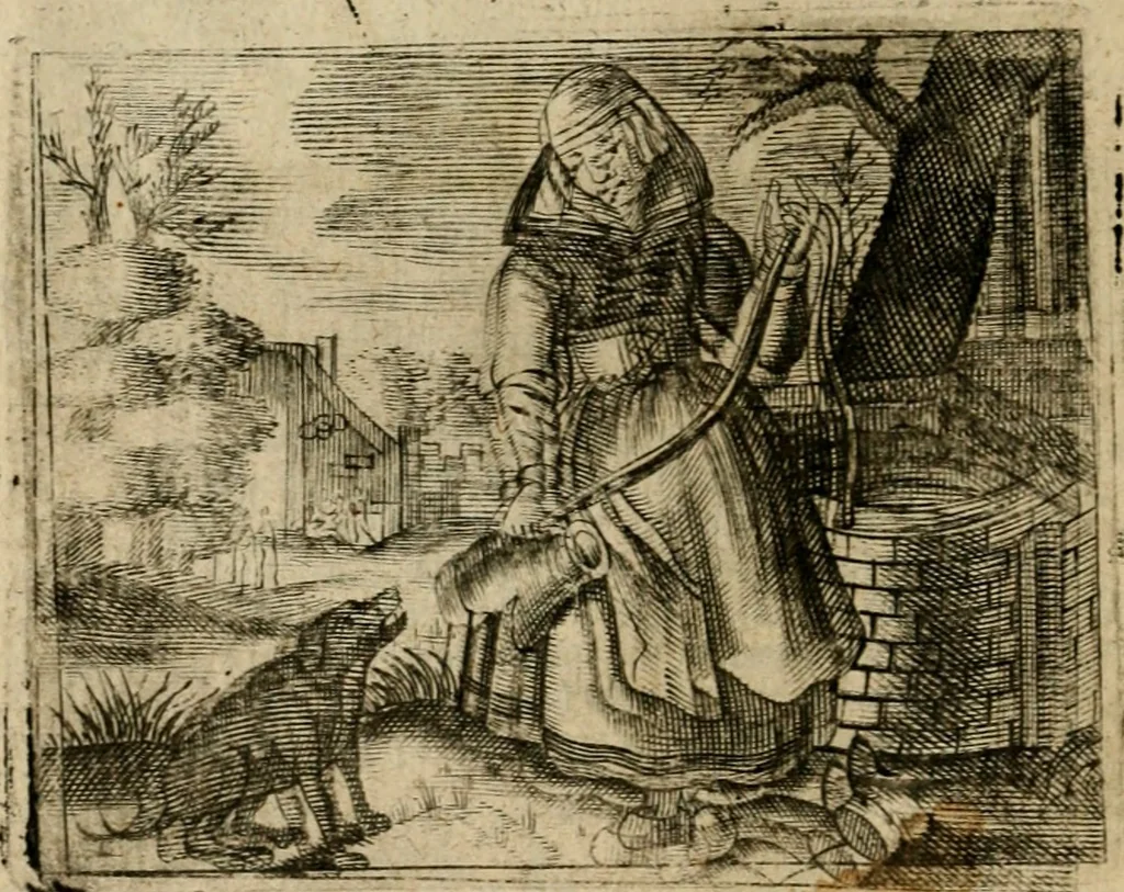An illustration from Spiegel van den ouden ende nieuwen-tijt : bestaende uyt spreeck-woorden, ontleent van de voorige ende jegenwoordige eeuwe, verlustigt door menichte van sinne-beelden, met gedichten en prenten daer op passende, 1648, leaf 121