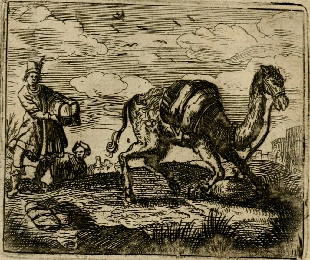 An illustration from Spiegel van den ouden ende nieuwen-tijt : bestaende uyt spreeck-woorden, ontleent van de voorige ende jegenwoordige eeuwe, verlustigt door menichte van sinne-beelden, met gedichten en prenten daer op passende, 1648, leaf 185
