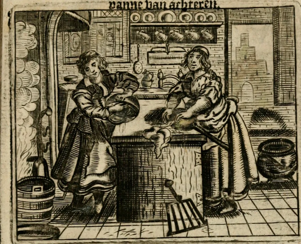 An illustration from Spiegel van den ouden ende nieuwen-tijt : bestaende uyt spreeck-woorden, ontleent van de voorige ende jegenwoordige eeuwe, verlustigt door menichte van sinne-beelden, met gedichten en prenten daer op passende, 1648, leaf 194