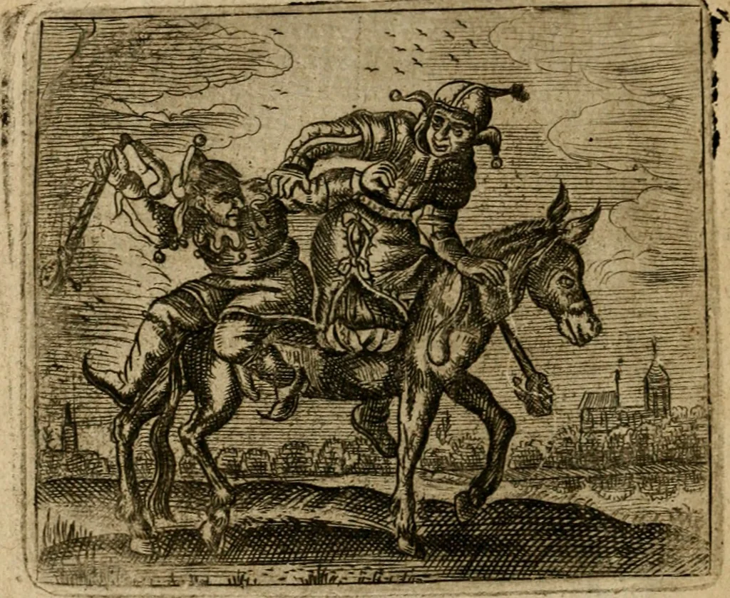 An illustration from Spiegel van den ouden ende nieuwen-tijt : bestaende uyt spreeck-woorden, ontleent van de voorige ende jegenwoordige eeuwe, verlustigt door menichte van sinne-beelden, met gedichten en prenten daer op passende, 1648, leaf 249