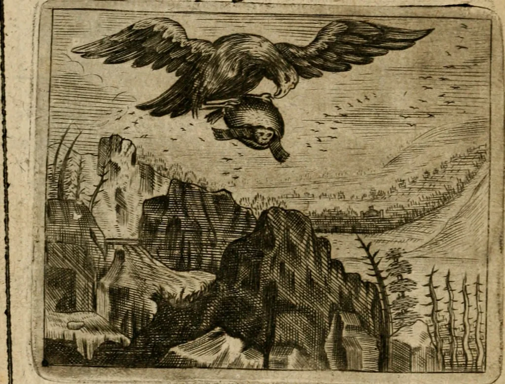 An illustration from Spiegel van den ouden ende nieuwen-tijt : bestaende uyt spreeck-woorden, ontleent van de voorige ende jegenwoordige eeuwe, verlustigt door menichte van sinne-beelden, met gedichten en prenten daer op passende, 1648, leaf 251
