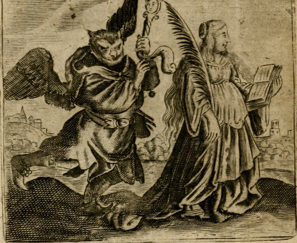 An illustration from Spiegel van den ouden ende nieuwen-tijt : bestaende uyt spreeck-woorden, ontleent van de voorige ende jegenwoordige eeuwe, verlustigt door menichte van sinne-beelden, met gedichten en prenten daer op passende, 1648, leaf 255