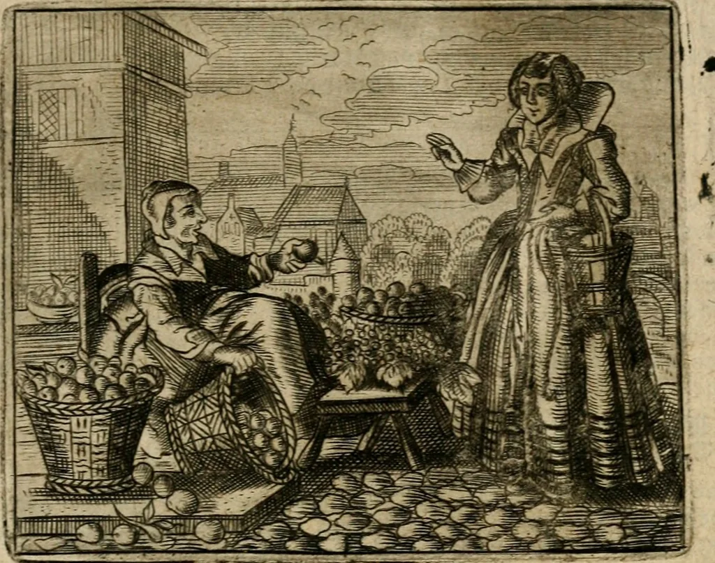 An illustration from Spiegel van den ouden ende nieuwen-tijt : bestaende uyt spreeck-woorden, ontleent van de voorige ende jegenwoordige eeuwe, verlustigt door menichte van sinne-beelden, met gedichten en prenten daer op passende, 1648, leaf 26