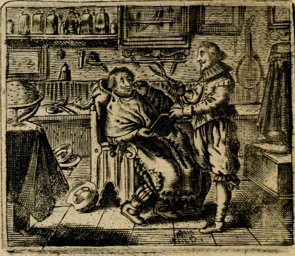 An illustration from Spiegel van den ouden ende nieuwen-tijt : bestaende uyt spreeck-woorden, ontleent van de voorige ende jegenwoordige eeuwe, verlustigt door menichte van sinne-beelden, met gedichten en prenten daer op passende, 1648, leaf 303