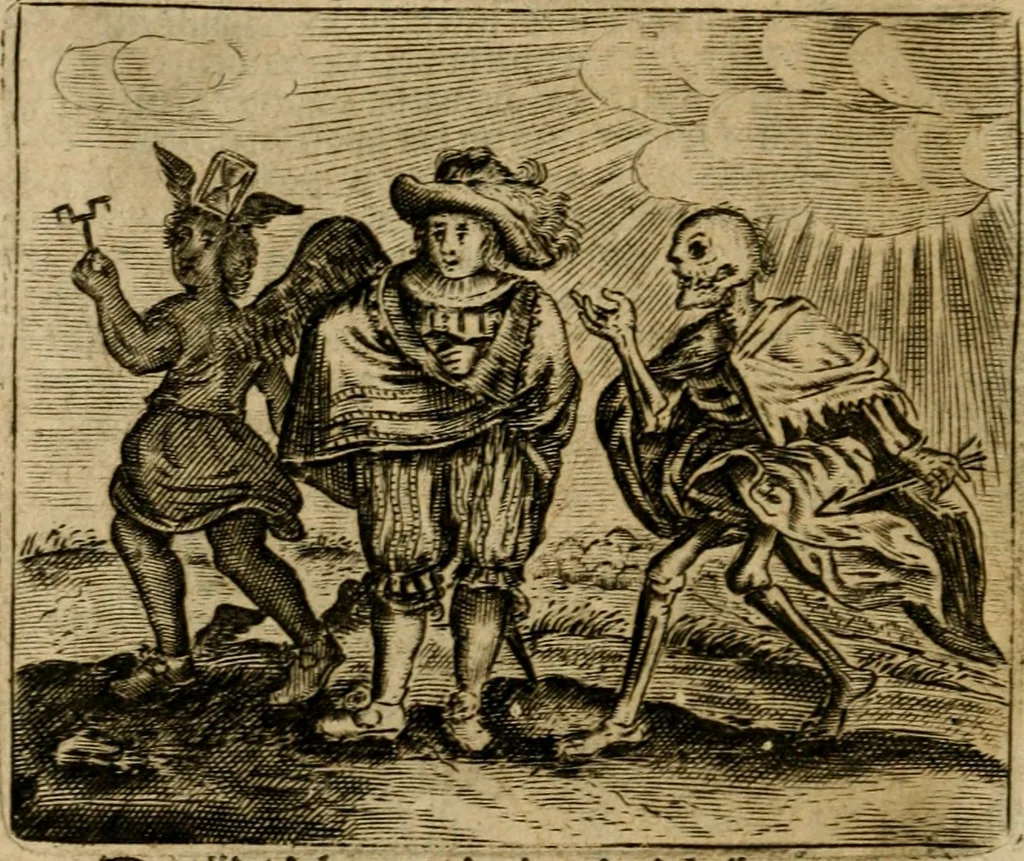 An illustration from Spiegel van den ouden ende nieuwen-tijt : bestaende uyt spreeck-woorden, ontleent van de voorige ende jegenwoordige eeuwe, verlustigt door menichte van sinne-beelden, met gedichten en prenten daer op passende, 1648, leaf 327