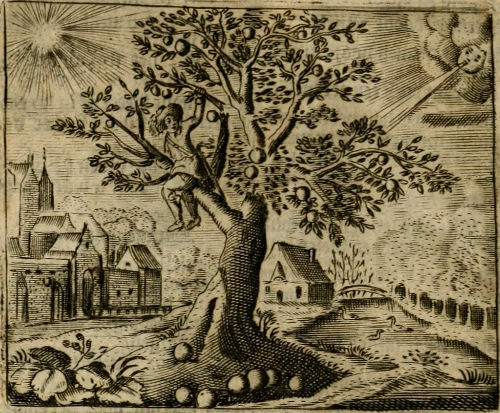 An illustration from Spiegel van den ouden ende nieuwen-tijt : bestaende uyt spreeck-woorden, ontleent van de voorige ende jegenwoordige eeuwe, verlustigt door menichte van sinne-beelden, met gedichten en prenten daer op passende, 1648, leaf 339