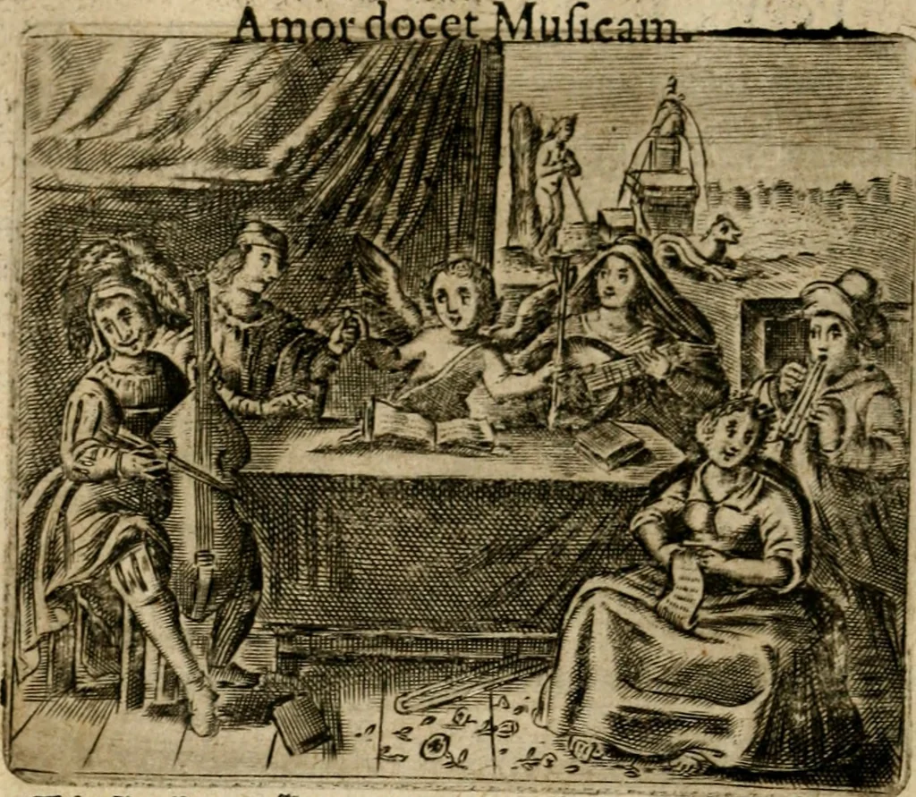 An illustration from Spiegel van den ouden ende nieuwen-tijt : bestaende uyt spreeck-woorden, ontleent van de voorige ende jegenwoordige eeuwe, verlustigt door menichte van sinne-beelden, met gedichten en prenten daer op passende, 1648, leaf 65