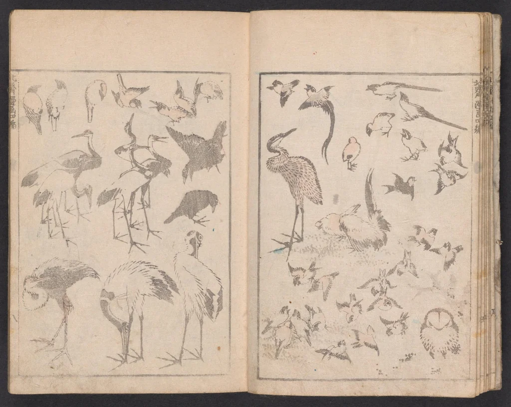 An illustration from Denshin kaishu Hokusai manga, 1780, leaf 9