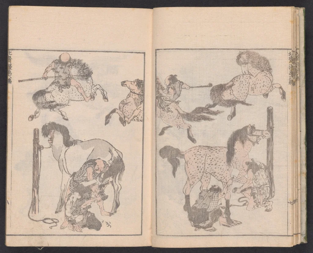 An illustration from Denshin kaishu Hokusai manga, 1780, leaf 9