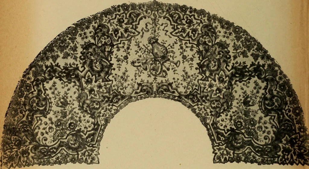 An illustration from Dentelles et guipures : anciennes et modernes, imitations ou copies. Varieté des genres et des points. 52 portraits documentaires, 249 échantillons de dentelles, collerettes, fraises, manchettes, rabats, etc., 1904, leaf 248