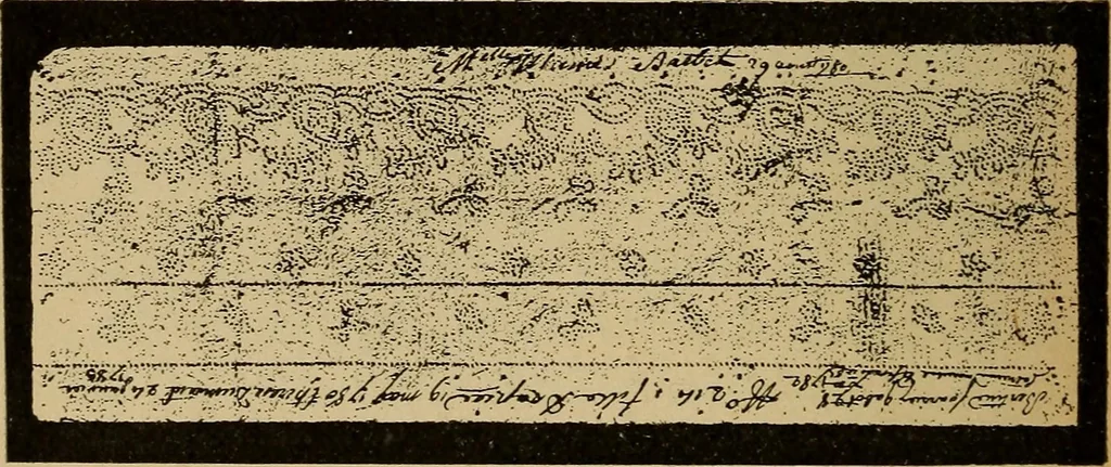 An illustration from Dentelles et guipures : anciennes et modernes, imitations ou copies. Varieté des genres et des points. 52 portraits documentaires, 249 échantillons de dentelles, collerettes, fraises, manchettes, rabats, etc., 1904, leaf 26