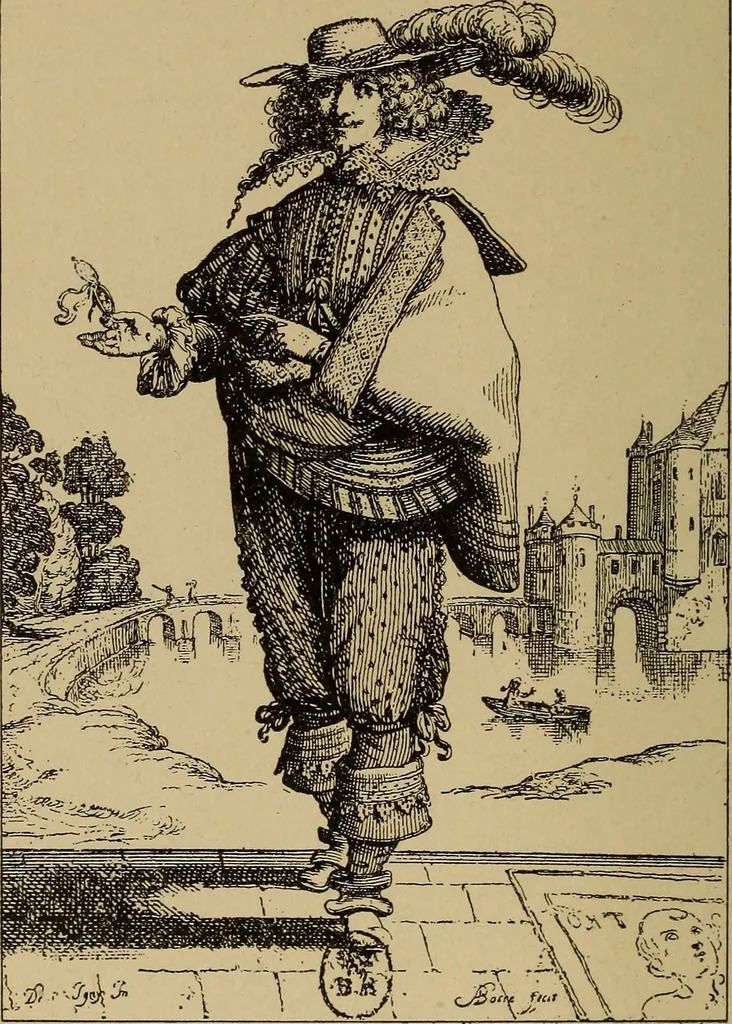 An illustration from Dentelles et guipures : anciennes et modernes, imitations ou copies. Varieté des genres et des points. 52 portraits documentaires, 249 échantillons de dentelles, collerettes, fraises, manchettes, rabats, etc., 1904, leaf 44