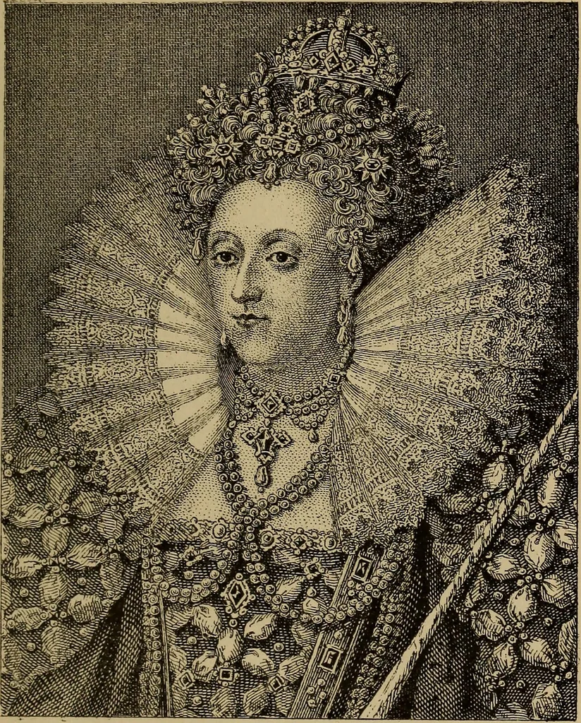 An illustration from Dentelles et guipures : anciennes et modernes, imitations ou copies. Varieté des genres et des points. 52 portraits documentaires, 249 échantillons de dentelles, collerettes, fraises, manchettes, rabats, etc., 1904, leaf 51