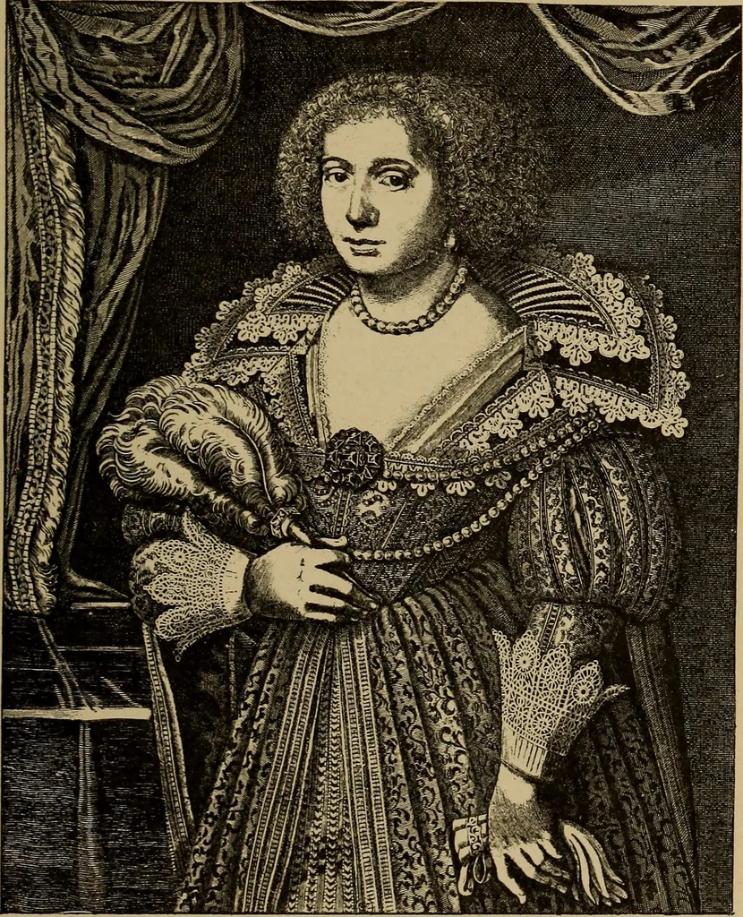 An illustration from Dentelles et guipures : anciennes et modernes, imitations ou copies. Varieté des genres et des points. 52 portraits documentaires, 249 échantillons de dentelles, collerettes, fraises, manchettes, rabats, etc., 1904, leaf 63