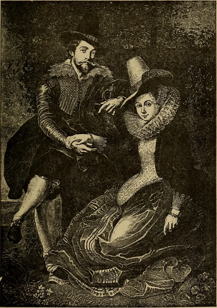 An illustration from Dentelles et guipures : anciennes et modernes, imitations ou copies. Varieté des genres et des points. 52 portraits documentaires, 249 échantillons de dentelles, collerettes, fraises, manchettes, rabats, etc., 1904, leaf 75