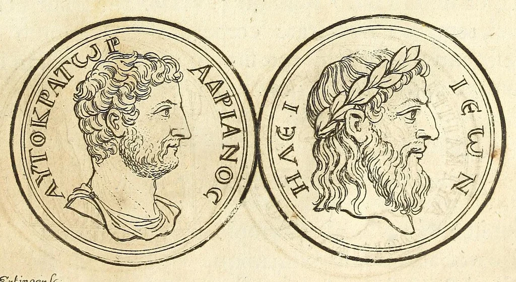An illustration from De nummo Pantheo Hadriani Imperatoris, ad ill[uminati]mum Spanhemium dissertatio : in qua praeter nonnulla de consecrationibus veterum, illarúmque origine, peculiaris quaedam instituitur comparatio inter Hadrianum, & Alexandrum M. multáque illis communia demonstrantur, 1690, leaf 101