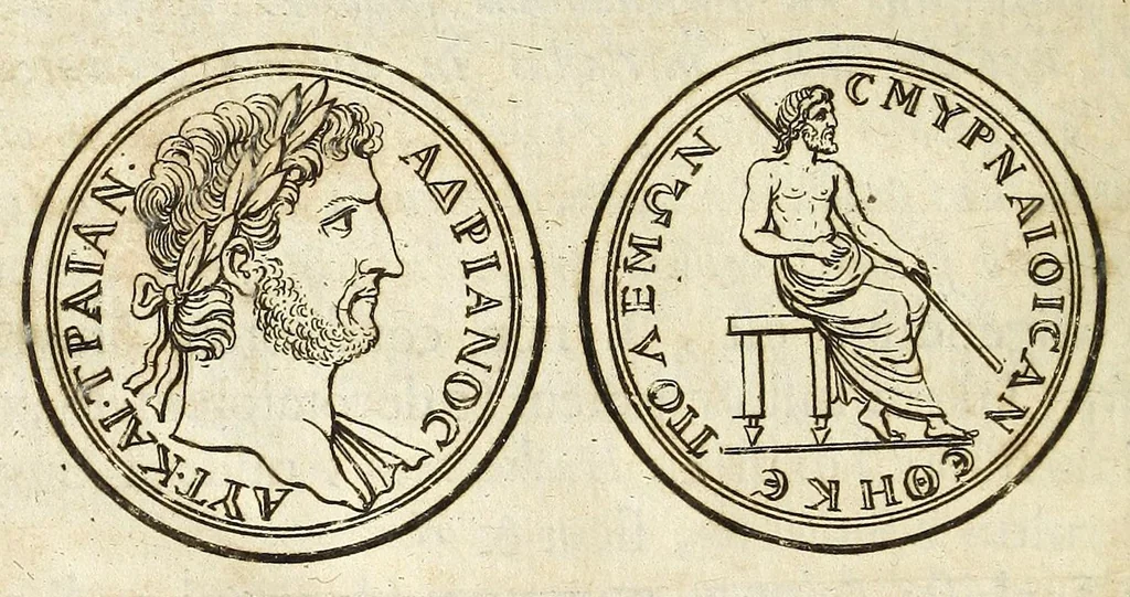 An illustration from De nummo Pantheo Hadriani Imperatoris, ad ill[uminati]mum Spanhemium dissertatio : in qua praeter nonnulla de consecrationibus veterum, illarúmque origine, peculiaris quaedam instituitur comparatio inter Hadrianum, & Alexandrum M. multáque illis communia demonstrantur, 1690, leaf 50