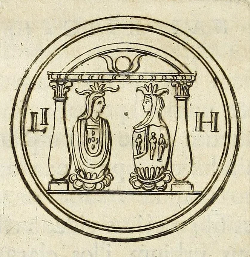 An illustration from De nummo Pantheo Hadriani Imperatoris, ad ill[uminati]mum Spanhemium dissertatio : in qua praeter nonnulla de consecrationibus veterum, illarúmque origine, peculiaris quaedam instituitur comparatio inter Hadrianum, & Alexandrum M. multáque illis communia demonstrantur, 1690, leaf 52