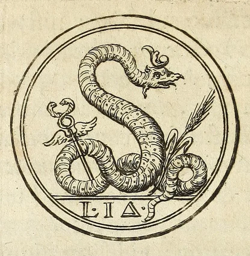 An illustration from De nummo Pantheo Hadriani Imperatoris, ad ill[uminati]mum Spanhemium dissertatio : in qua praeter nonnulla de consecrationibus veterum, illarúmque origine, peculiaris quaedam instituitur comparatio inter Hadrianum, & Alexandrum M. multáque illis communia demonstrantur, 1690, leaf 90