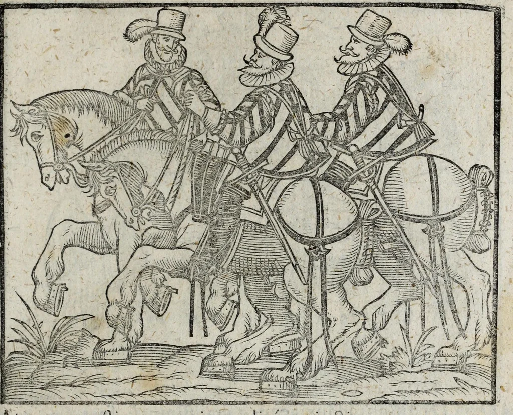 An illustration from De nuptiis illustris ac generosi Domini, Dom. Iohannis Georgii, Comitis a Zollern, serenissimi vtriusque Bauariae Ducis, Maxaemiliani consiliarij, &c. illustris & generosi Domini, Dom. Italo Friderici, Comitis à Zollern, Sigmaringen & Veringen, Domini in Haigerloch & Wehrstain, Romani Imperij Cubicularij haereditarij, Sacrae Caes. Maiestatis consiliarij intimi, &c. filii vnicè dilecti, Dominorum suorum clementissimorum, cum illustri et generosa Domina, Do. Francisca, illustris & generosi Domini, Dom. Friderici Vvild, Comitis in Thaumb & Kyrburg, Comitis Rheinensis in Stain, Comitis à Salm, & Domini in Vinstingen, &c. filia : celebratis Hechingae XI. Octobris, anno salutis M. D. IIC. libri septem : versu heroico, 1601, leaf 101