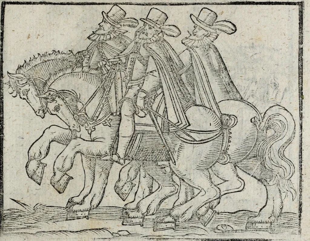 An illustration from De nuptiis illustris ac generosi Domini, Dom. Iohannis Georgii, Comitis a Zollern, serenissimi vtriusque Bauariae Ducis, Maxaemiliani consiliarij, &c. illustris & generosi Domini, Dom. Italo Friderici, Comitis à Zollern, Sigmaringen & Veringen, Domini in Haigerloch & Wehrstain, Romani Imperij Cubicularij haereditarij, Sacrae Caes. Maiestatis consiliarij intimi, &c. filii vnicè dilecti, Dominorum suorum clementissimorum, cum illustri et generosa Domina, Do. Francisca, illustris & generosi Domini, Dom. Friderici Vvild, Comitis in Thaumb & Kyrburg, Comitis Rheinensis in Stain, Comitis à Salm, & Domini in Vinstingen, &c. filia : celebratis Hechingae XI. Octobris, anno salutis M. D. IIC. libri septem : versu heroico, 1601, leaf 103
