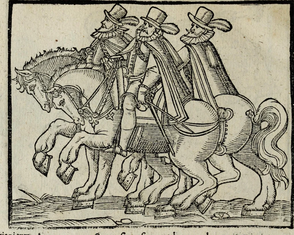 An illustration from De nuptiis illustris ac generosi Domini, Dom. Iohannis Georgii, Comitis a Zollern, serenissimi vtriusque Bauariae Ducis, Maxaemiliani consiliarij, &c. illustris & generosi Domini, Dom. Italo Friderici, Comitis à Zollern, Sigmaringen & Veringen, Domini in Haigerloch & Wehrstain, Romani Imperij Cubicularij haereditarij, Sacrae Caes. Maiestatis consiliarij intimi, &c. filii vnicè dilecti, Dominorum suorum clementissimorum, cum illustri et generosa Domina, Do. Francisca, illustris & generosi Domini, Dom. Friderici Vvild, Comitis in Thaumb & Kyrburg, Comitis Rheinensis in Stain, Comitis à Salm, & Domini in Vinstingen, &c. filia : celebratis Hechingae XI. Octobris, anno salutis M. D. IIC. libri septem : versu heroico, 1601, leaf 122