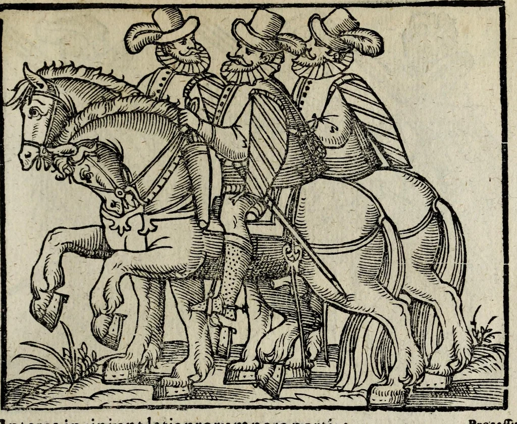 An illustration from De nuptiis illustris ac generosi Domini, Dom. Iohannis Georgii, Comitis a Zollern, serenissimi vtriusque Bauariae Ducis, Maxaemiliani consiliarij, &c. illustris & generosi Domini, Dom. Italo Friderici, Comitis à Zollern, Sigmaringen & Veringen, Domini in Haigerloch & Wehrstain, Romani Imperij Cubicularij haereditarij, Sacrae Caes. Maiestatis consiliarij intimi, &c. filii vnicè dilecti, Dominorum suorum clementissimorum, cum illustri et generosa Domina, Do. Francisca, illustris & generosi Domini, Dom. Friderici Vvild, Comitis in Thaumb & Kyrburg, Comitis Rheinensis in Stain, Comitis à Salm, & Domini in Vinstingen, &c. filia : celebratis Hechingae XI. Octobris, anno salutis M. D. IIC. libri septem : versu heroico, 1601, leaf 123