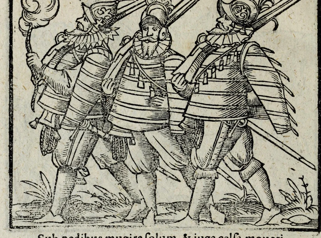 An illustration from De nuptiis illustris ac generosi Domini, Dom. Iohannis Georgii, Comitis a Zollern, serenissimi vtriusque Bauariae Ducis, Maxaemiliani consiliarij, &c. illustris & generosi Domini, Dom. Italo Friderici, Comitis à Zollern, Sigmaringen & Veringen, Domini in Haigerloch & Wehrstain, Romani Imperij Cubicularij haereditarij, Sacrae Caes. Maiestatis consiliarij intimi, &c. filii vnicè dilecti, Dominorum suorum clementissimorum, cum illustri et generosa Domina, Do. Francisca, illustris & generosi Domini, Dom. Friderici Vvild, Comitis in Thaumb & Kyrburg, Comitis Rheinensis in Stain, Comitis à Salm, & Domini in Vinstingen, &c. filia : celebratis Hechingae XI. Octobris, anno salutis M. D. IIC. libri septem : versu heroico, 1601, leaf 134