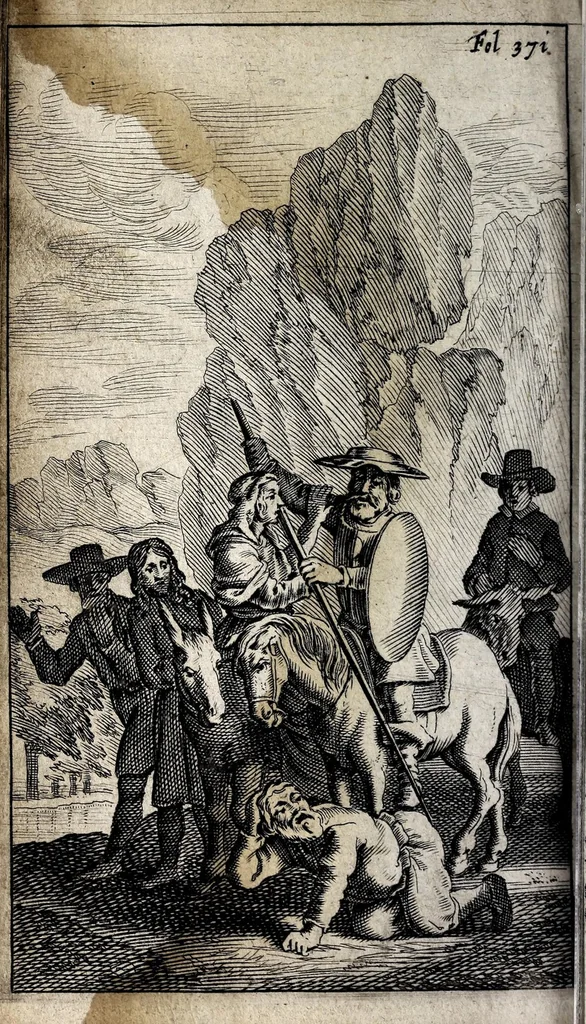 An illustration from Den verstandigen vroomen ridder, don Quichot de la Mancha, 1657, leaf 420