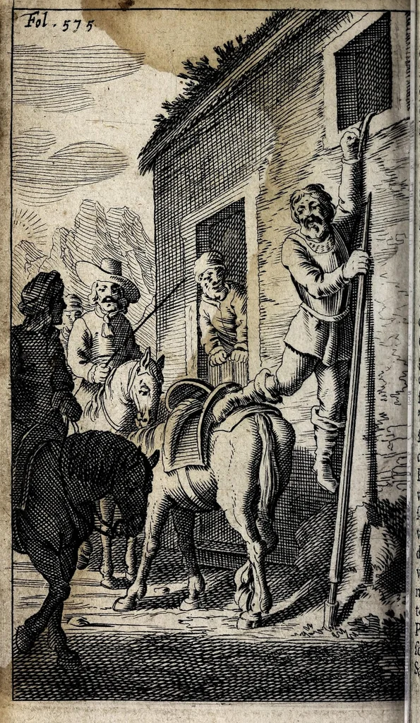 An illustration from Den verstandigen vroomen ridder, don Quichot de la Mancha, 1657, leaf 634
