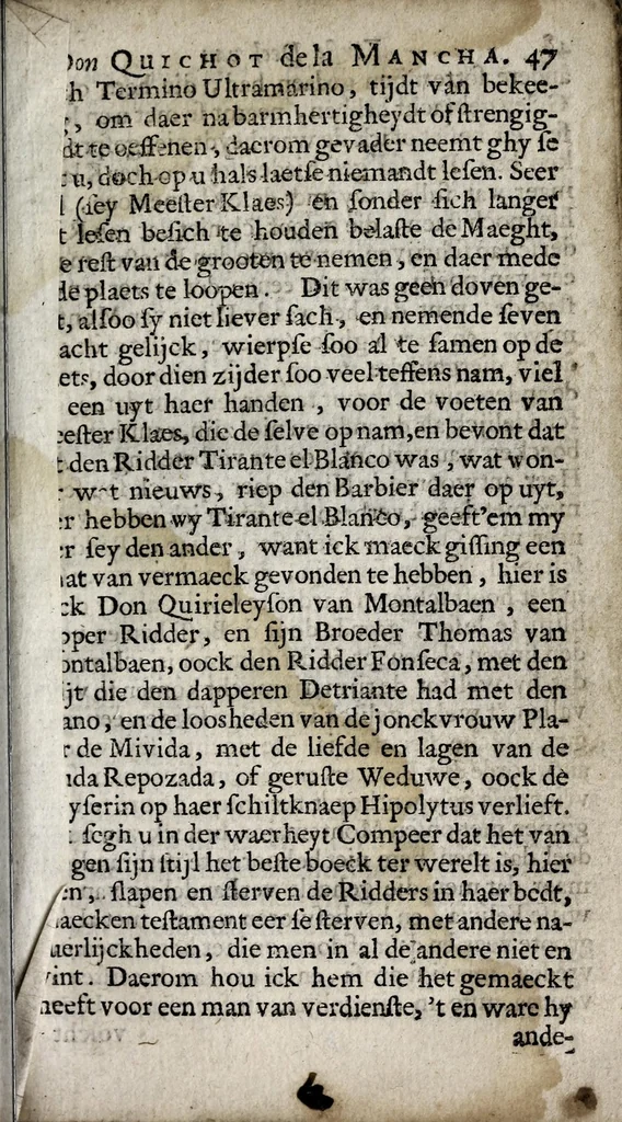 An illustration from Den verstandigen vroomen ridder, don Quichot de la Mancha, 1657, leaf 67