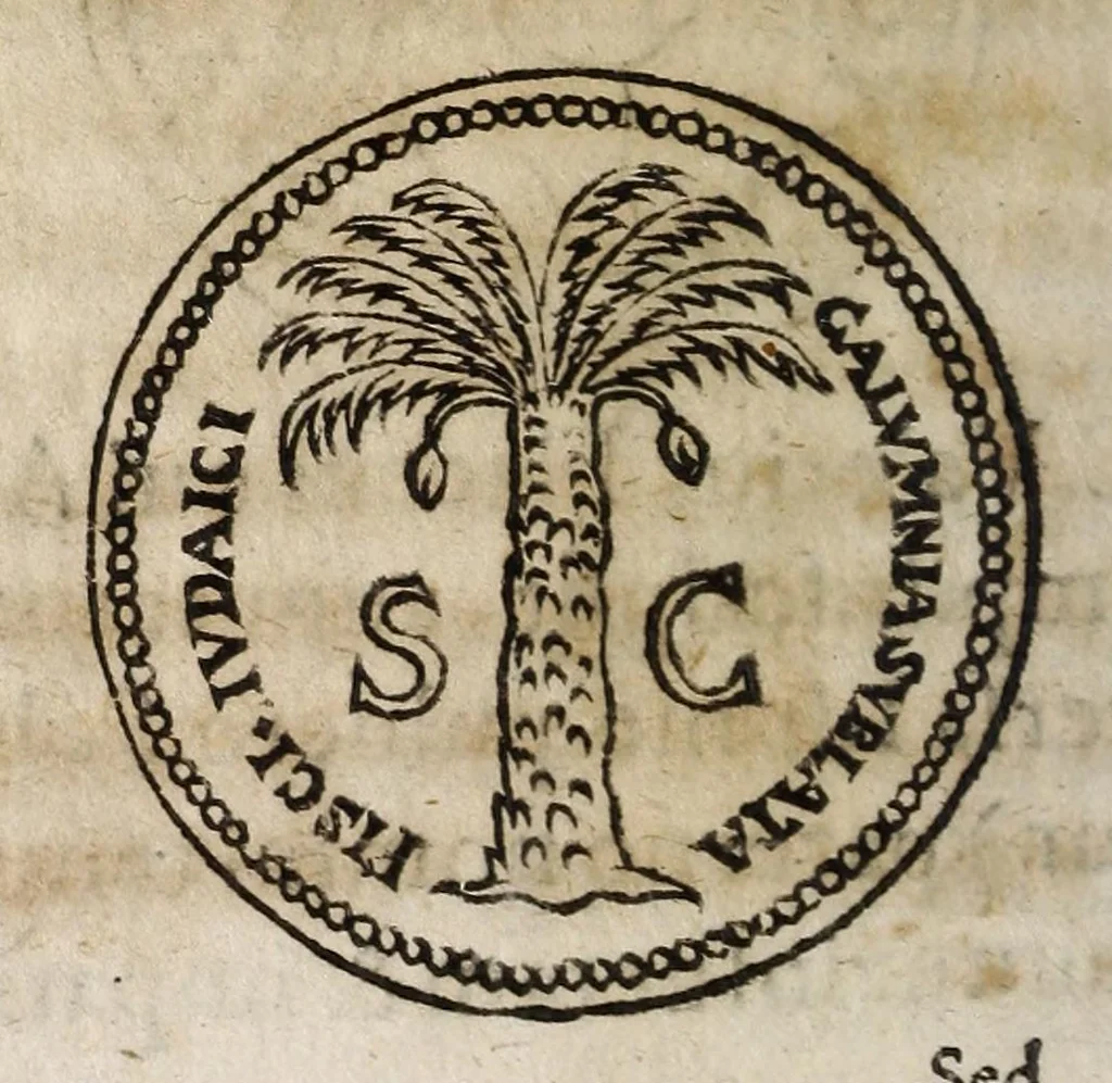 An illustration from De nvmismate censvs, a Pharisaeis in qvaestionem vocato : dissertatio theologistorica Marqvardi Freheri .., 1599, leaf 42