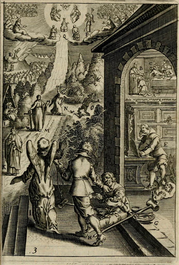 An illustration from Den wech des eeuwich levens, 1649, leaf 216